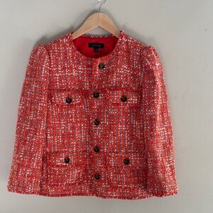 NWT Ann Taylor Vibrant Red Tweed Jacket